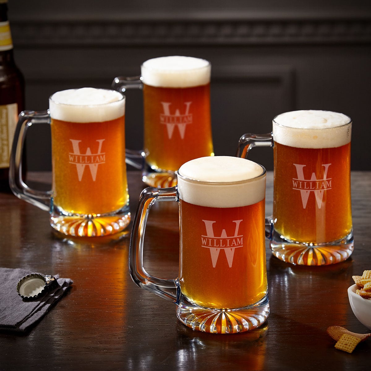 Brewmaster Glass Beer Mugs 17 oz - Set of 4