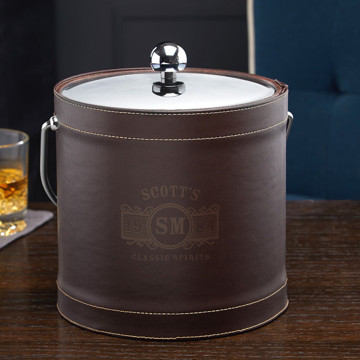 Brown Personalized Insulated Ice Bucket