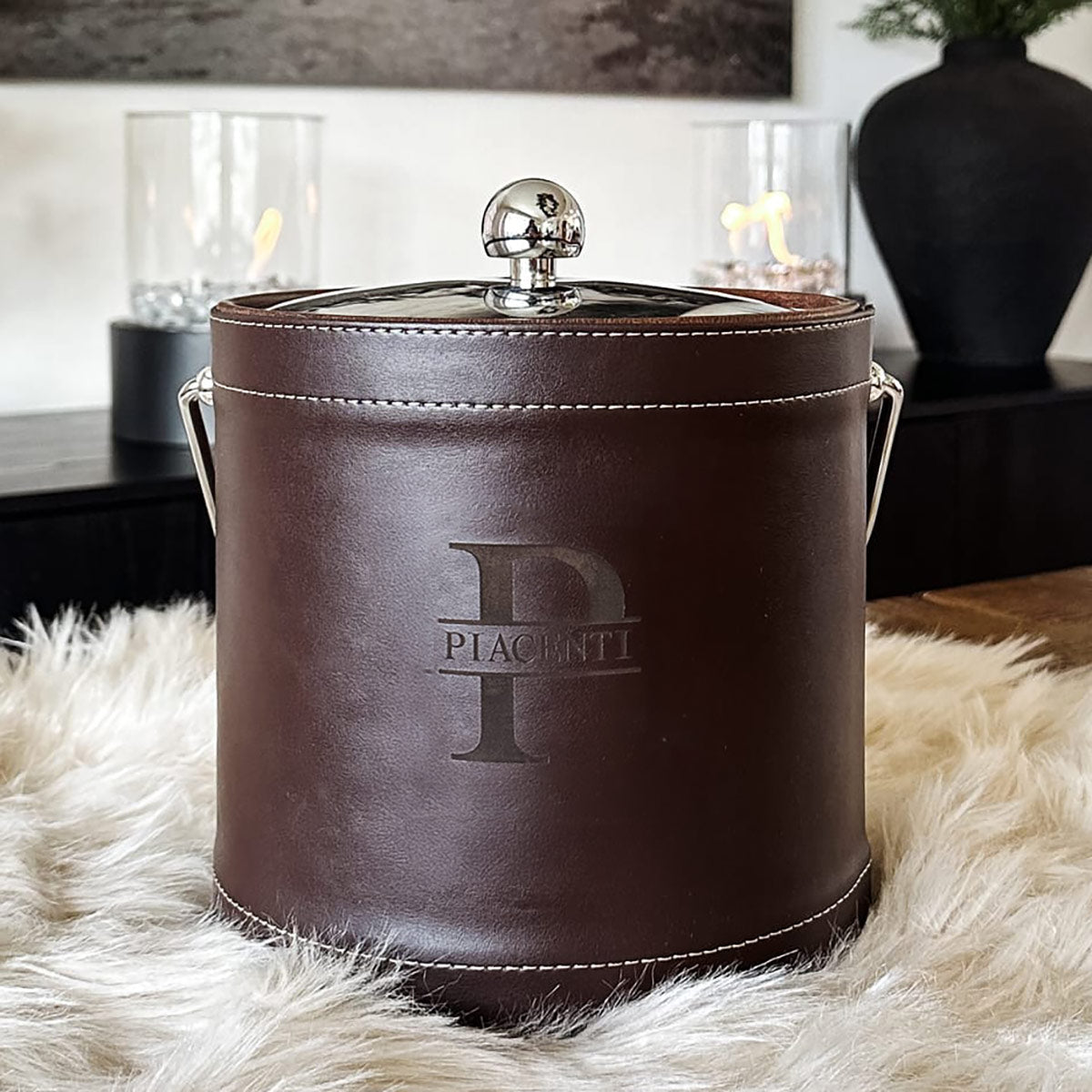 Brown Personalized Insulated Ice Bucket