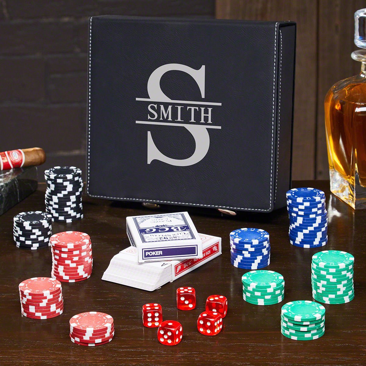 Brown Personalized Poker Set