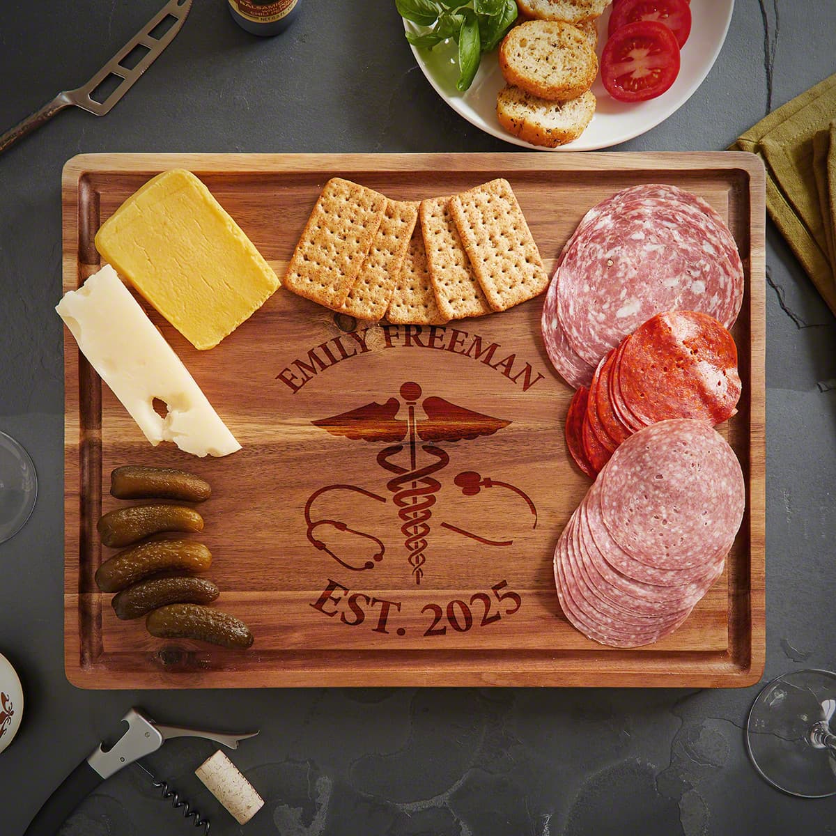 Acacia Engraved Hardwood Cutting Board - (1.5in Thick)