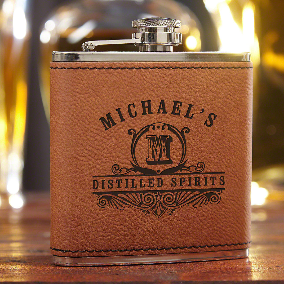 Custom Leather Whiskey Flask