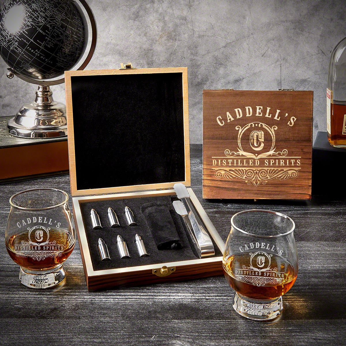 Personalized Kentucky Bourbon Glasses with Bullet Stones