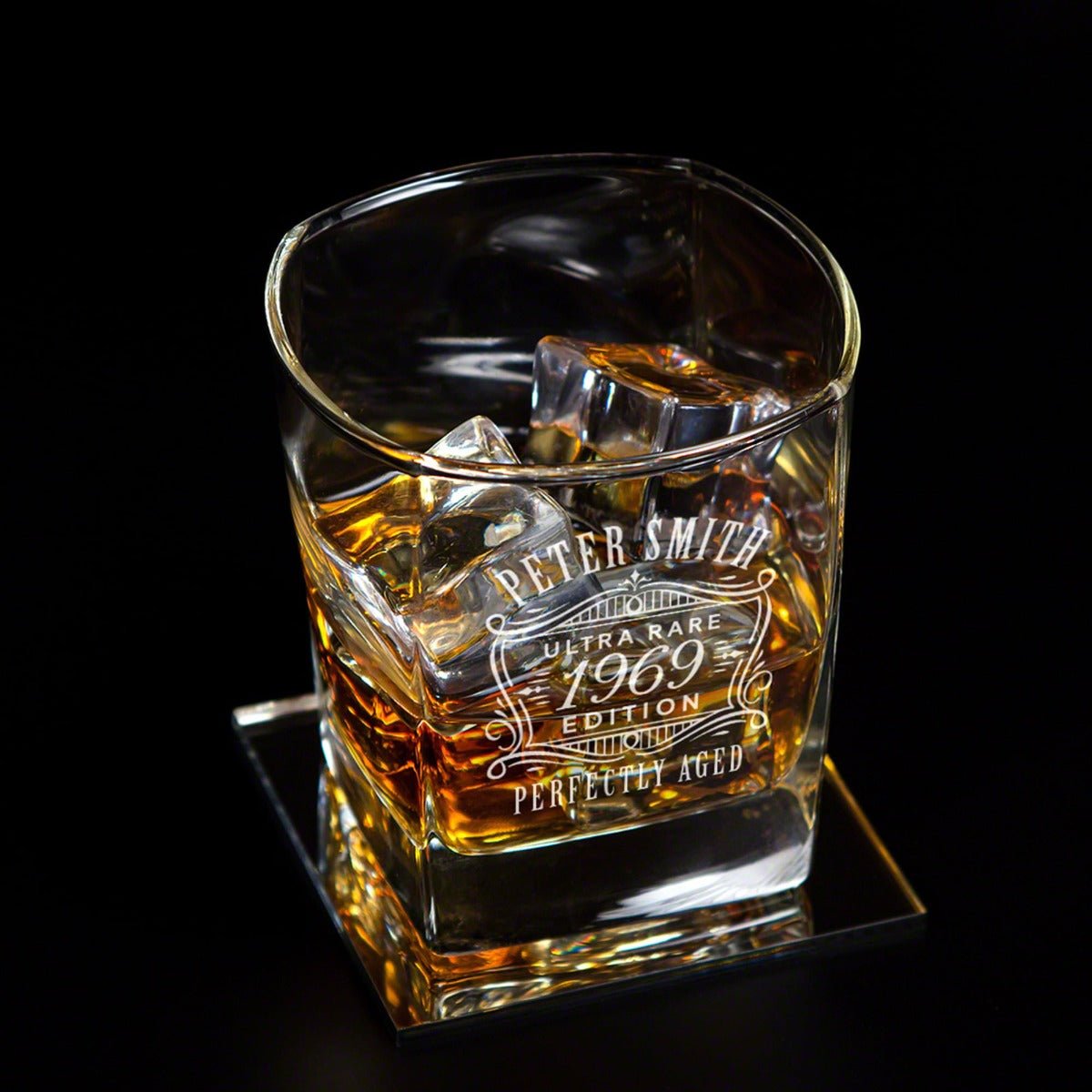 Carson Personalized Whiskey Decanter Set with Square Glasses - Handcrafted Gift Box