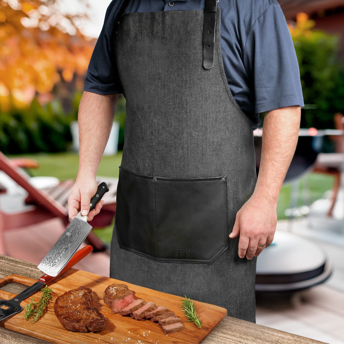 Cedar Grove Denim Apron, Chef Apron with 2 Large Pockets