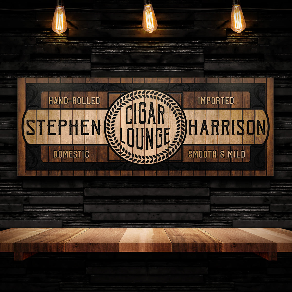 Vintage Wooden Custom Cigar Lounge Sign