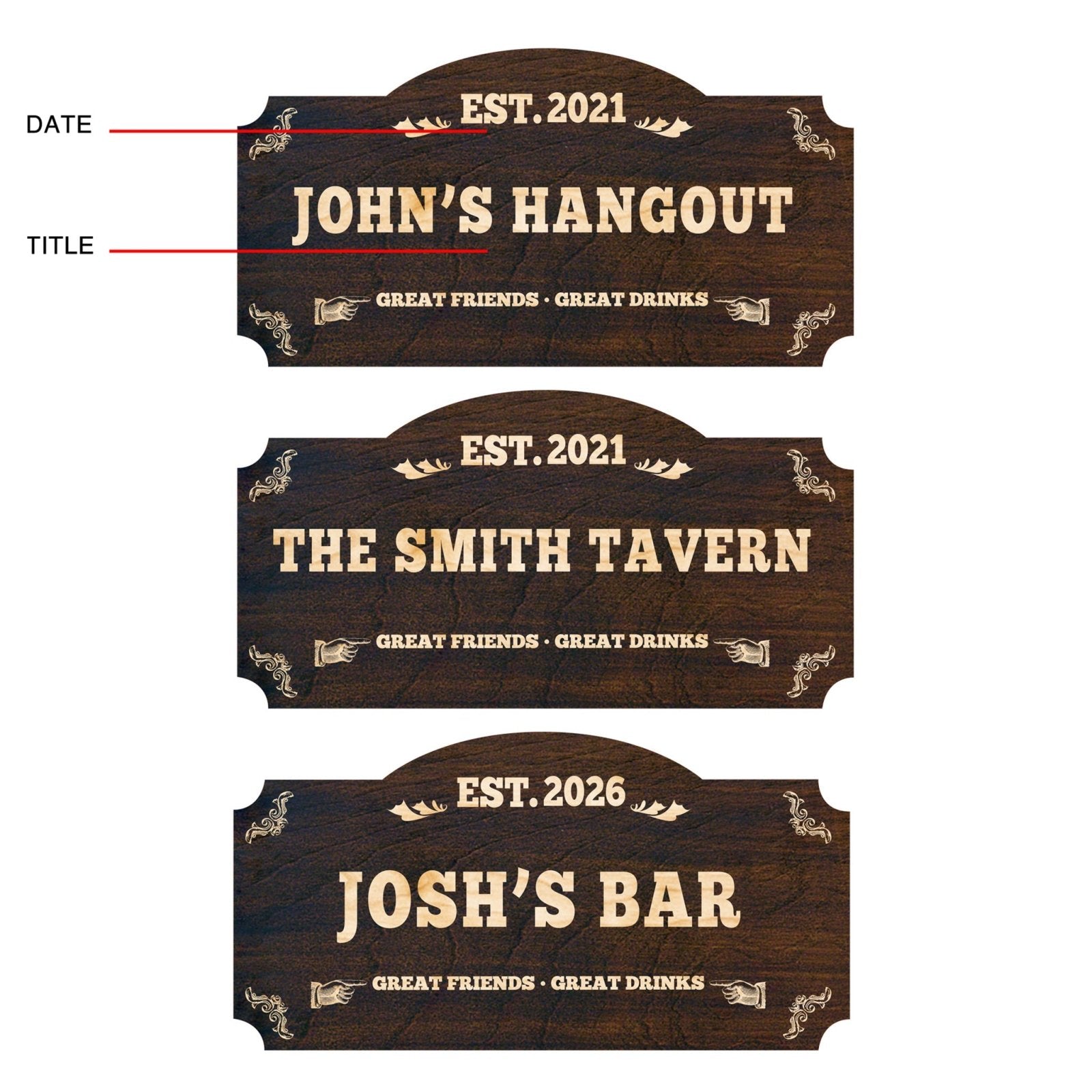 Classic Bar Personalized Wood Sign (Signature Series)