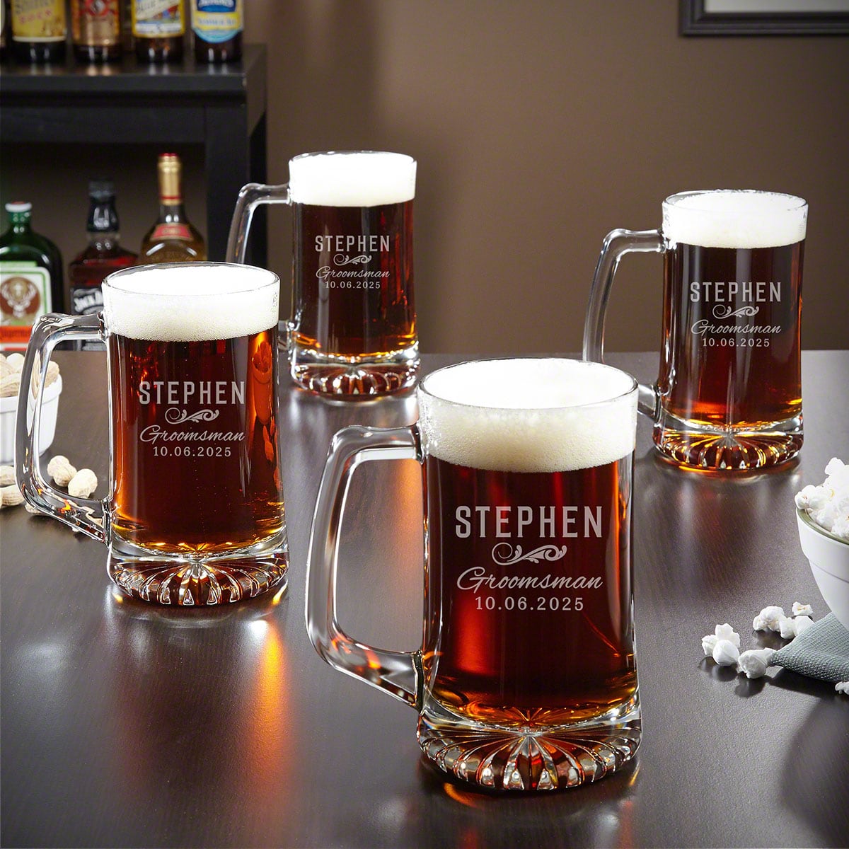 Classic Groomsman Custom 25oz Beer Mugs - 5 Groomsmen Gifts