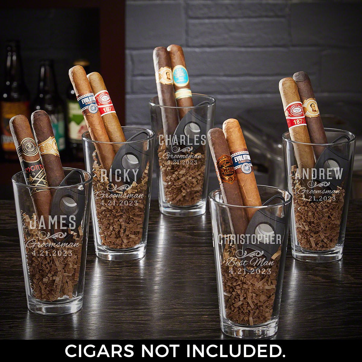 Classic Groomsman Custom Beer and Cigar Groomsmen Gifts Set of 5