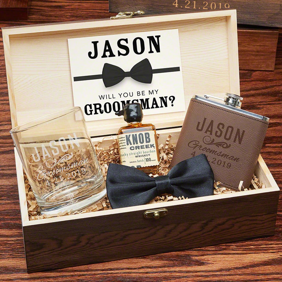 Classic Groomsman Large Wooden Box Men's Gift Set