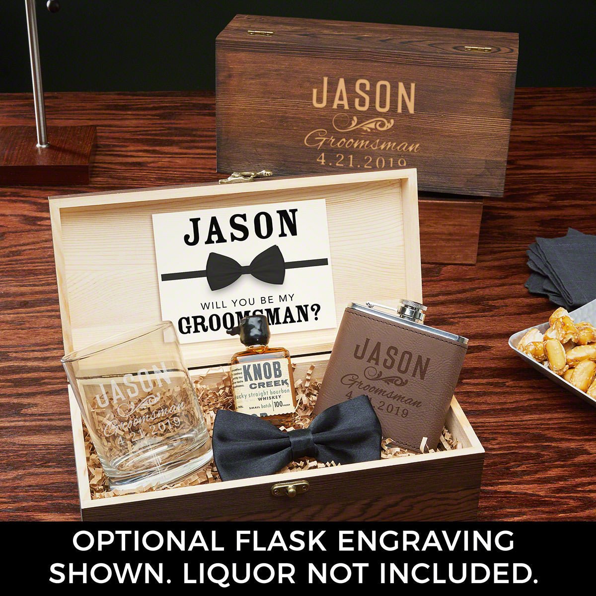 Classic Groomsman Large Wooden Box Men's Gift Set