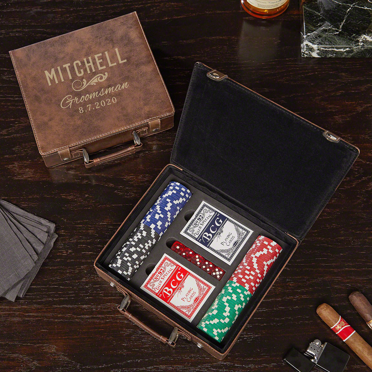 Personalized Poker Set of Groomsmen Gifts