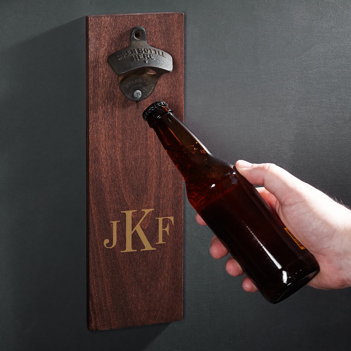 Classic Monogram Wooden Wall Bottle Opener