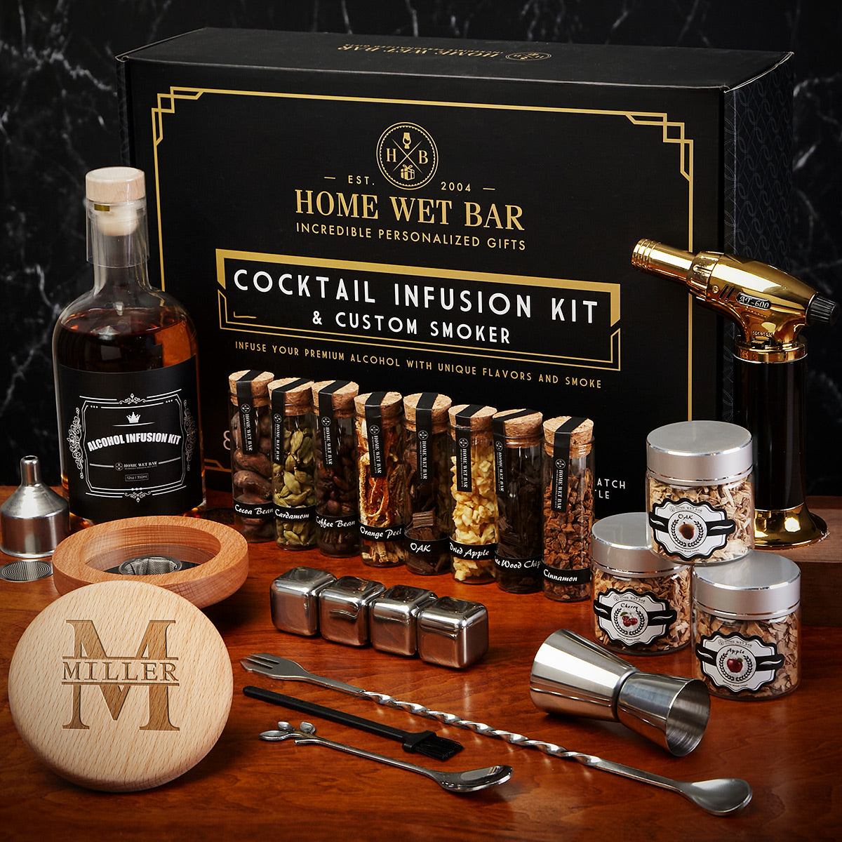 Speakeasy DIY Cocktail Infusion Kit and Whiskey Smoker 24pc - Gifts for Whiskey Lovers