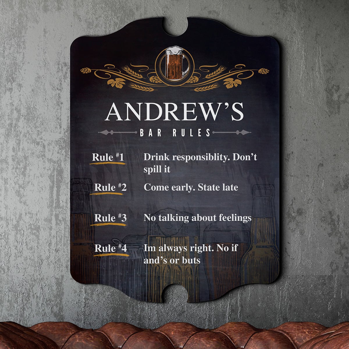 Code of Ethics Personalized Wooden Bar Sign