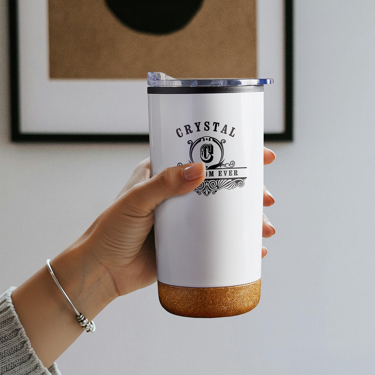 Cork Bottom 20 oz Custom Tumbler - White