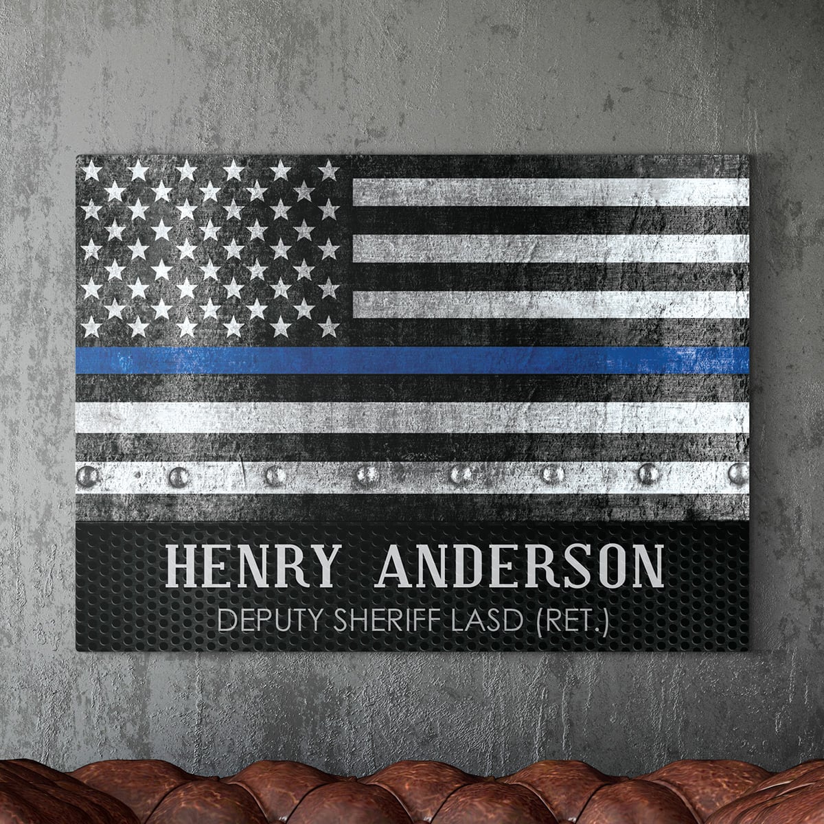 Courage and Honor Thin Blue Line Customized Wooden Sign Police Officer Gift