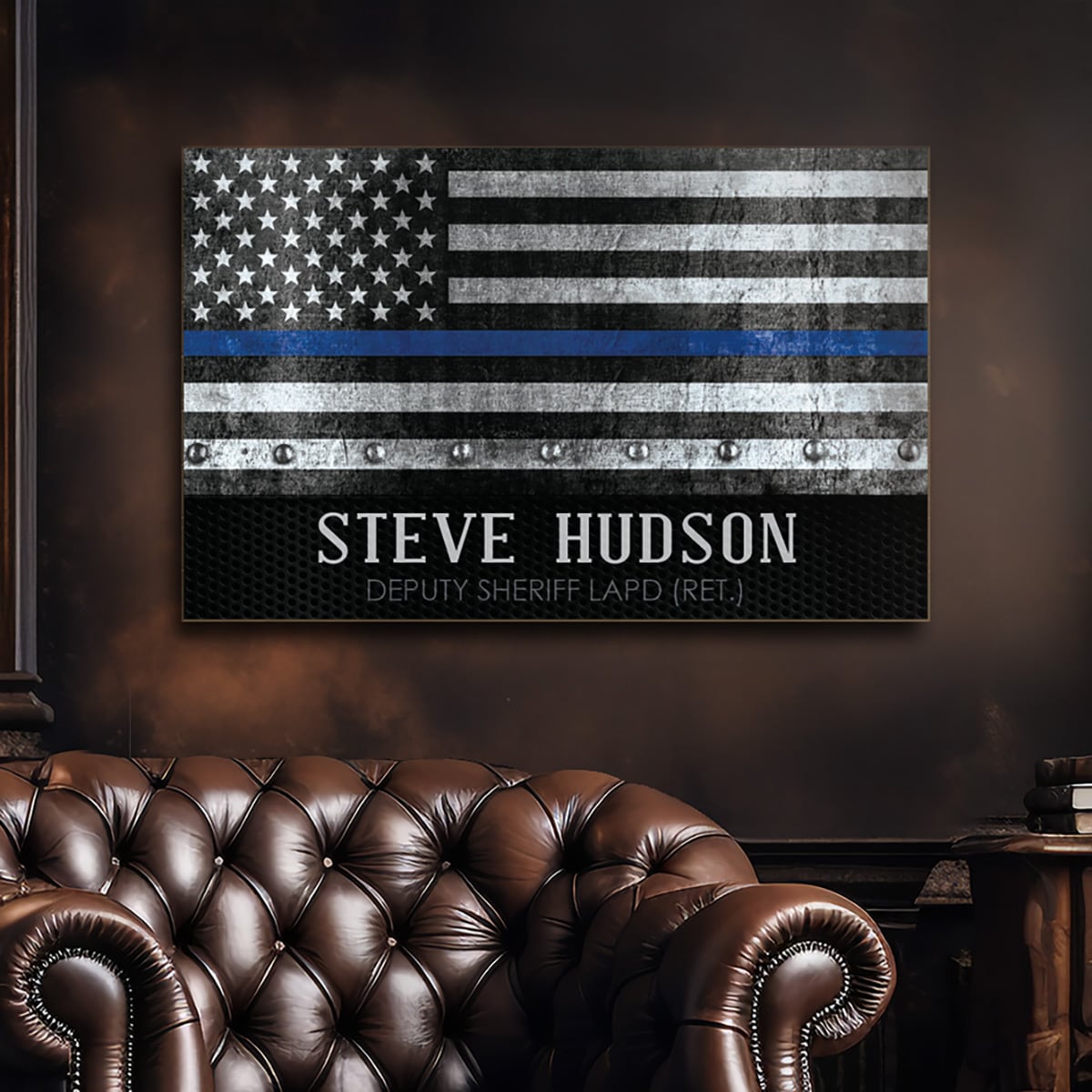 Courage and Honor Thin Blue Line Customized Wooden Sign Police Officer Gift