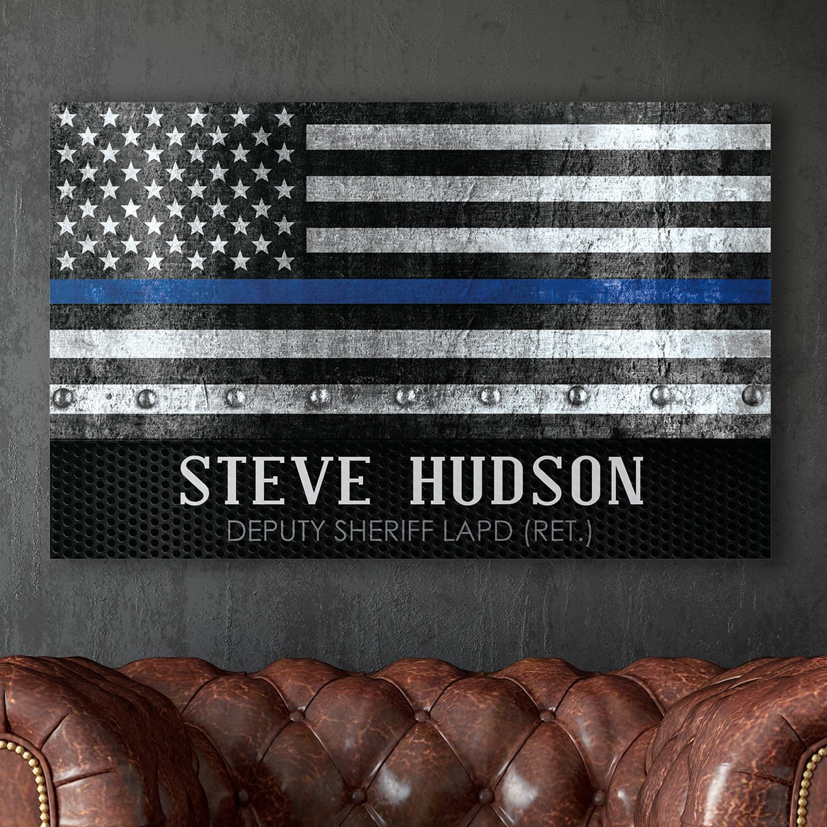 Courage and Honor Thin Blue Line Customized Wooden Sign Police Officer Gift