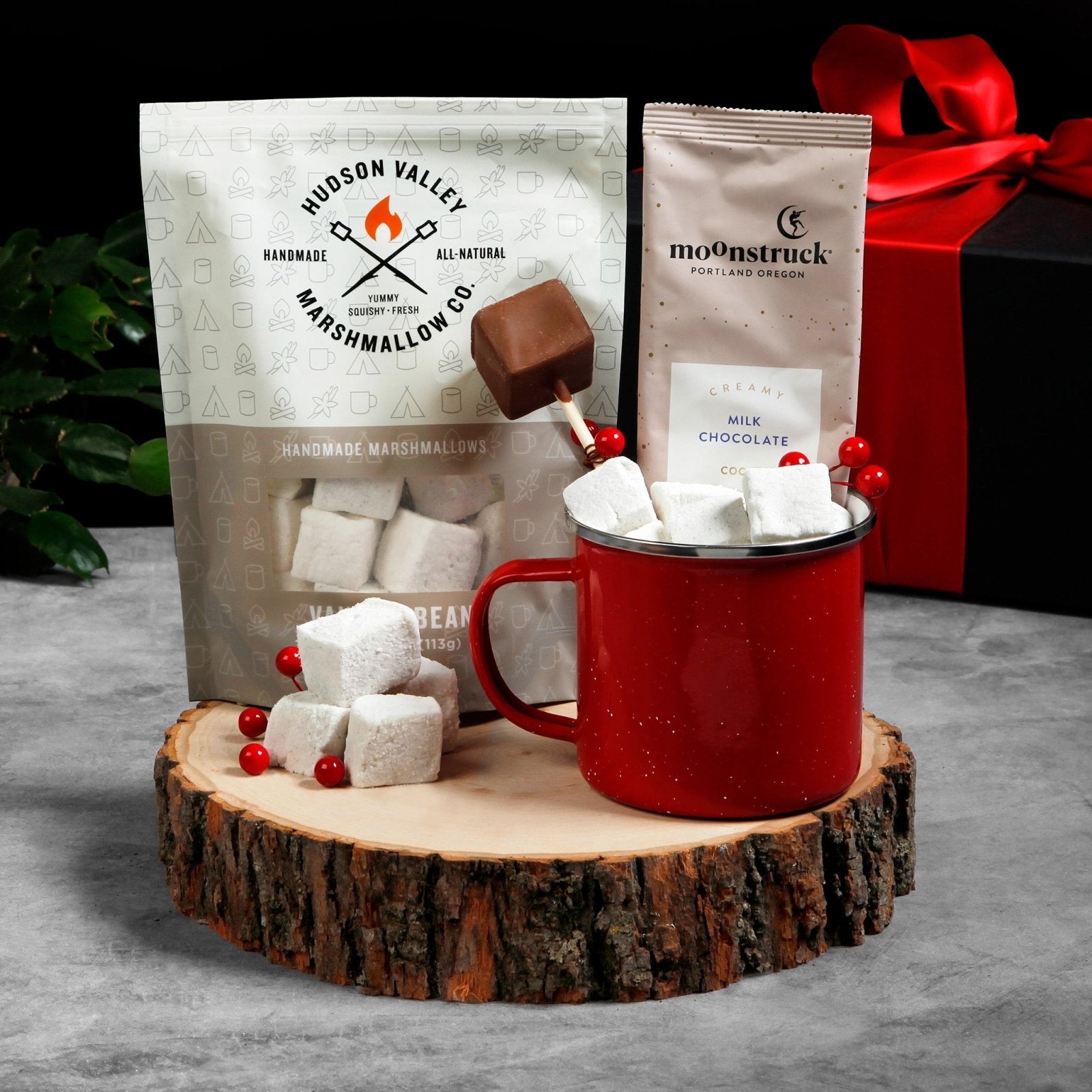 Cozy Campfire Hot Cocoa Gift Set with Red Thermo Steel Mug