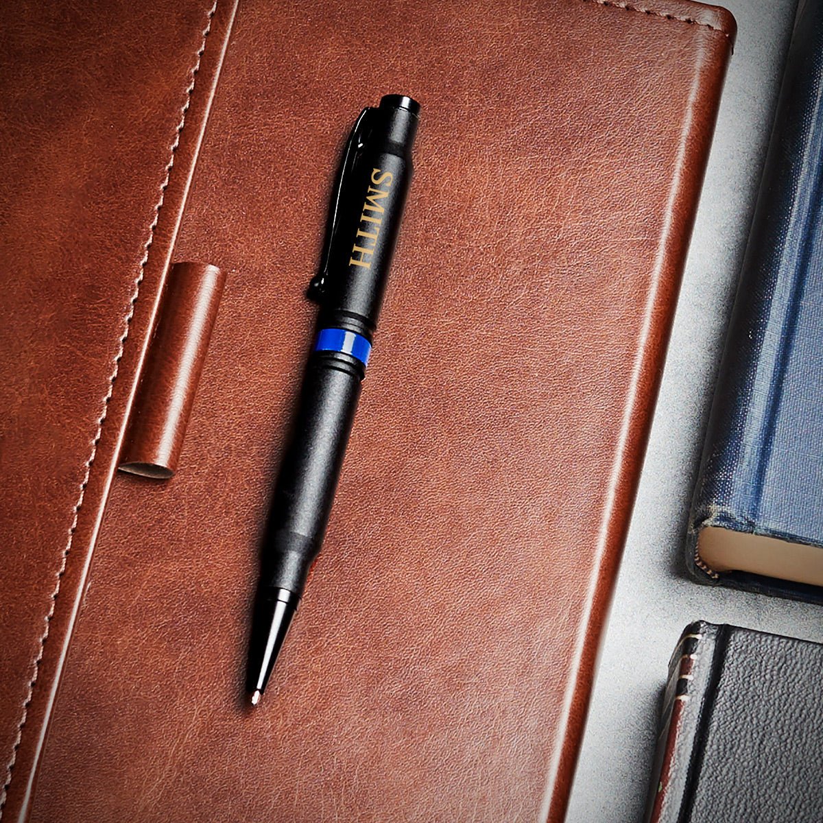 Custom .308 Bullet Pen with Thin Blue Line - Law Enforcement