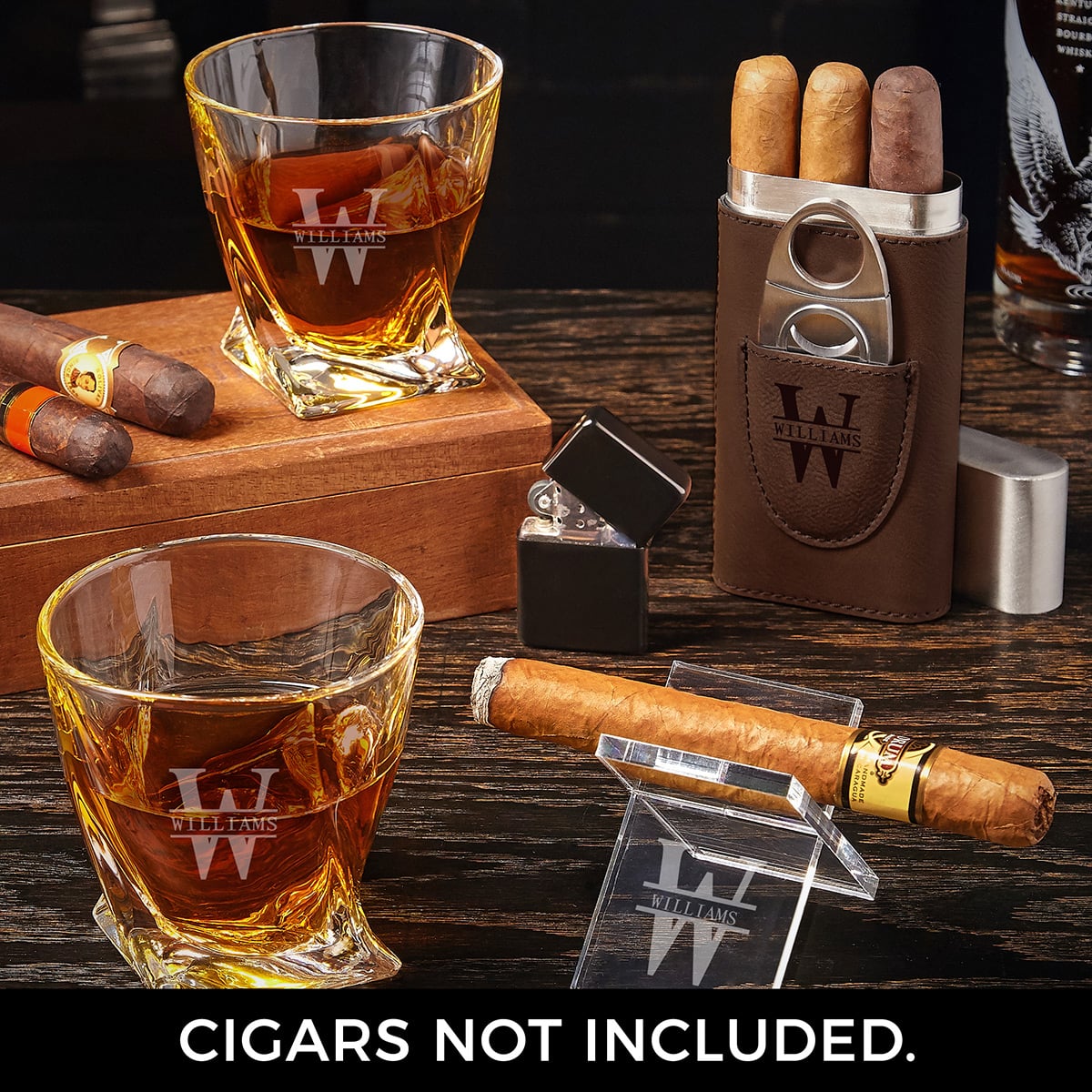 Personalized Cigar Gift Box Set - hotsell Perfect for Whiskey Lovers, Cigar Aficionados, Engraved Rocks Glass, Whiskey Stones, Cigar Holding Glass