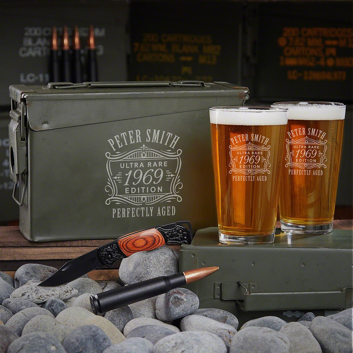 World's Best Dad Custom Ammo Can Set - Father's Day Gift, Engraved Pint Glass, Etched Hip Flask, Custom Ammo Can, Gift for Dad, good Beer Lovers