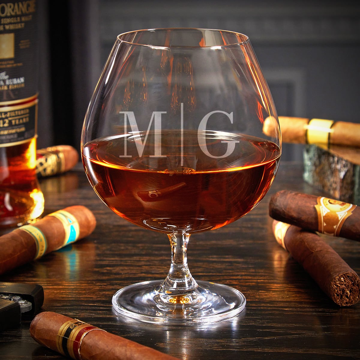 Custom Cognac Gift Set with Cigar Accessories