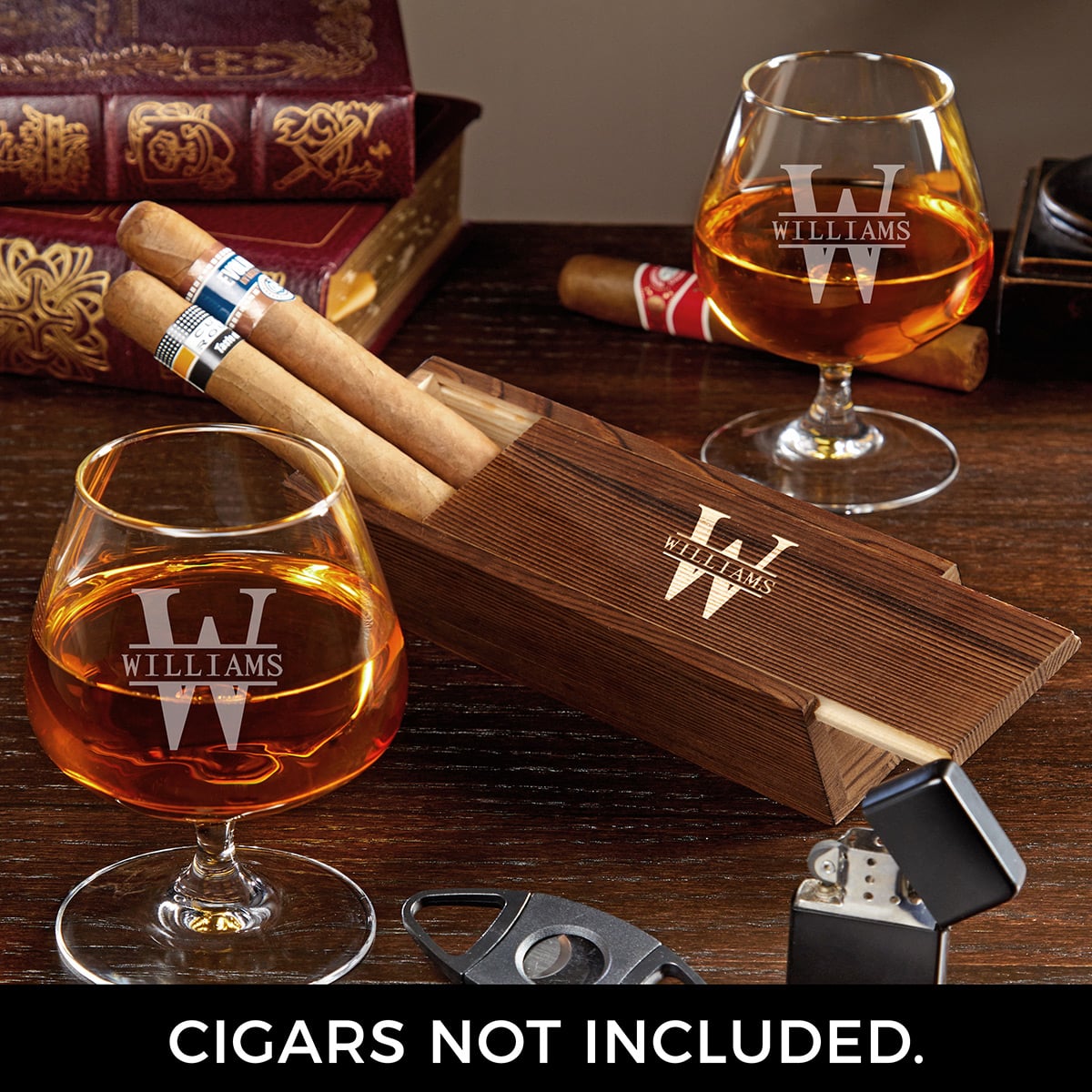 Custom Cognac Gift Set with Cigar Accessories