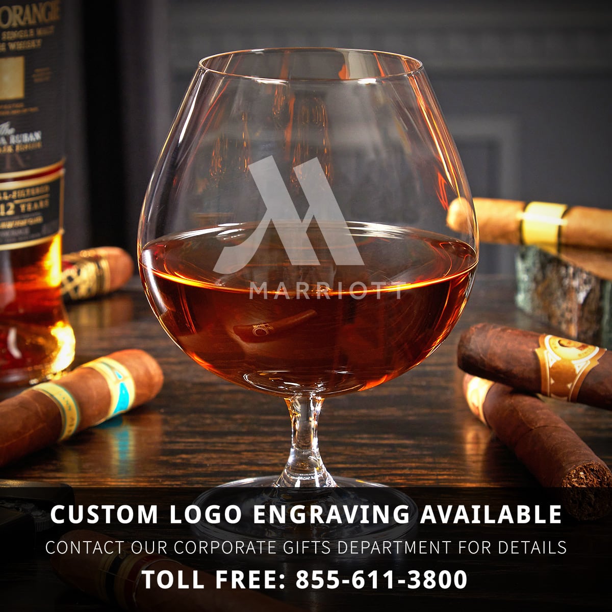 Custom Cognac Gift Set with Cigar Accessories