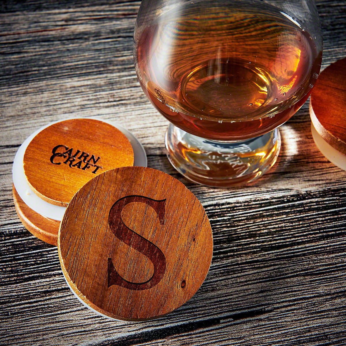 Custom Glencairn Whiskey Glass Lid with Single Initial