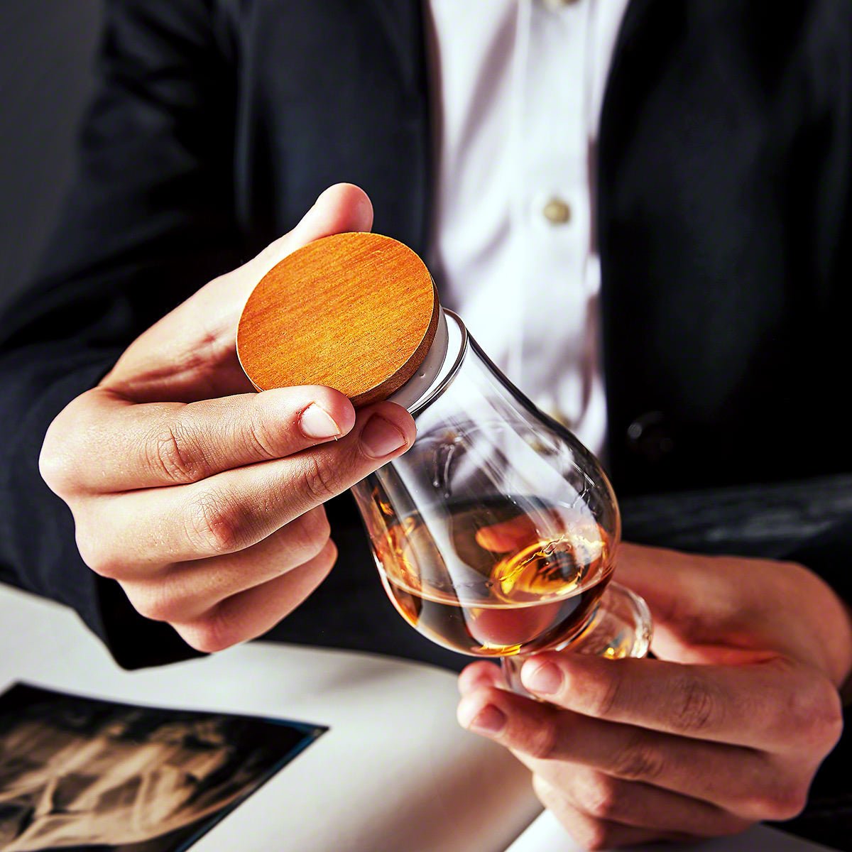 Custom Glencairn Whiskey Glass Lid with Single Initial