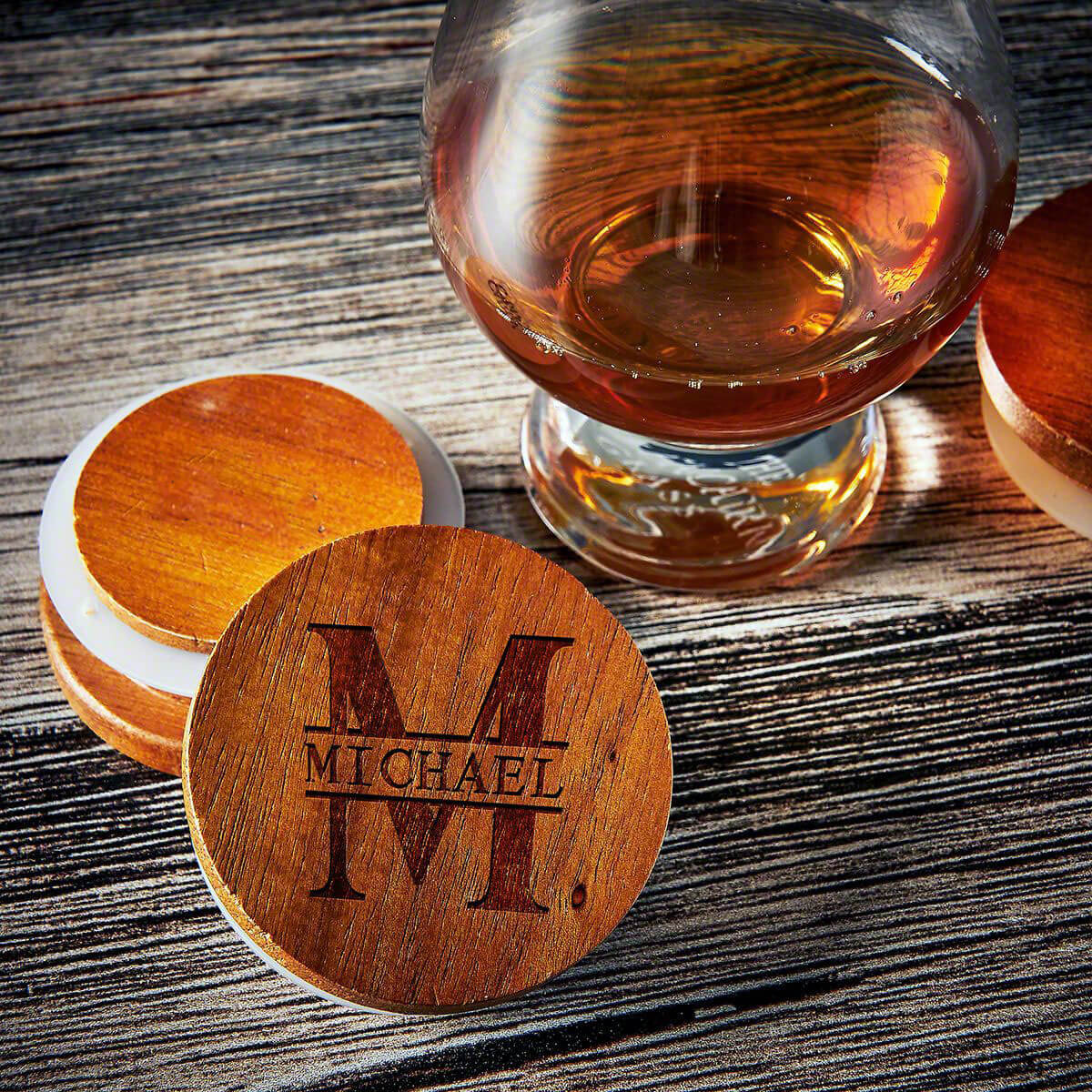 Custom Glencairn Whiskey Glass Lid with Single Initial