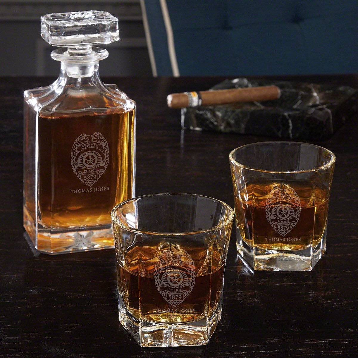 Custom Liquor Decanter Set with Colchester Glasses