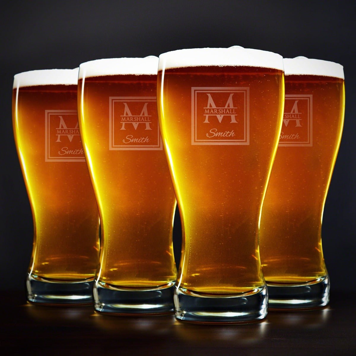 Custom Pilsner Beer Glasses, Set of 4