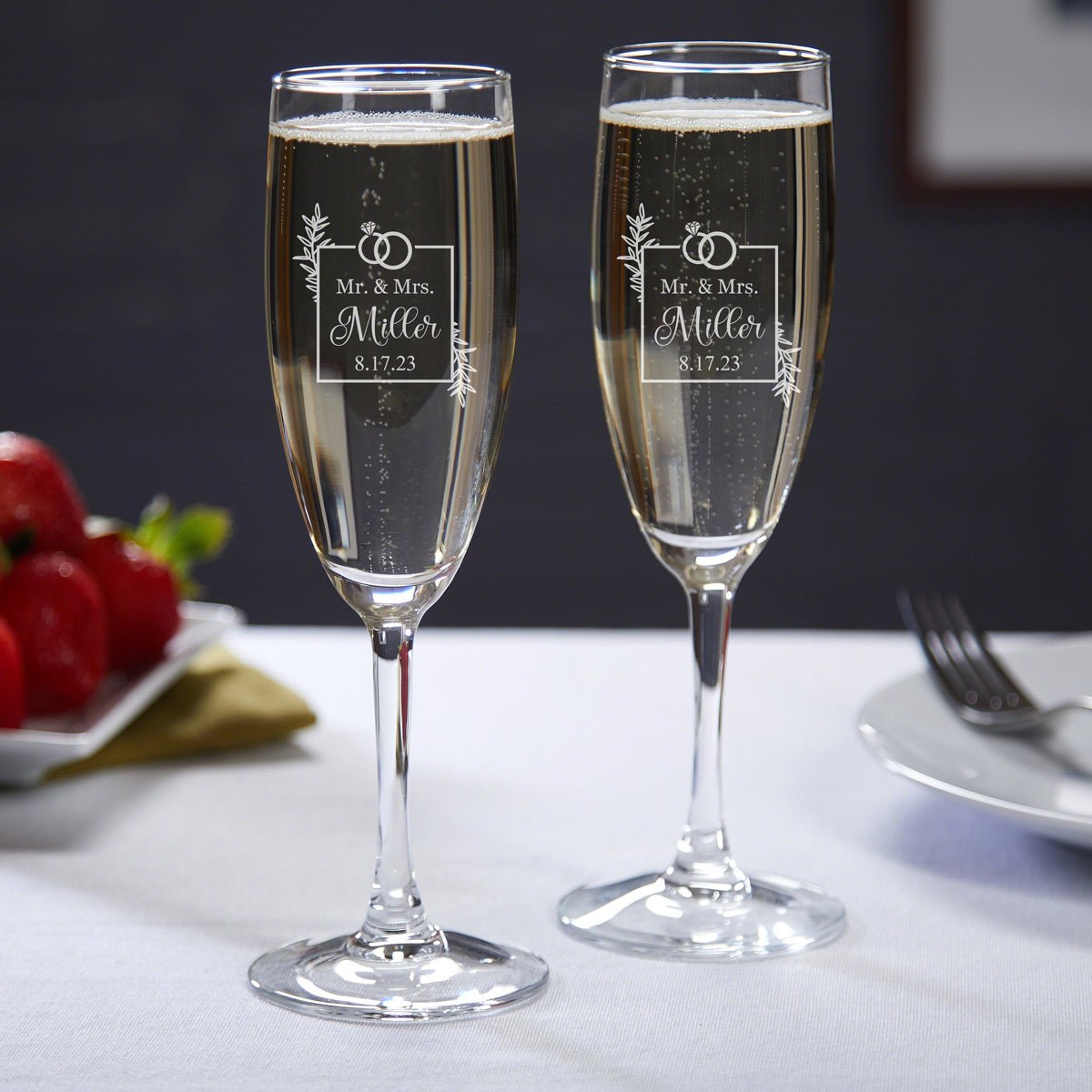 Custom Wedding Champagne Flutes