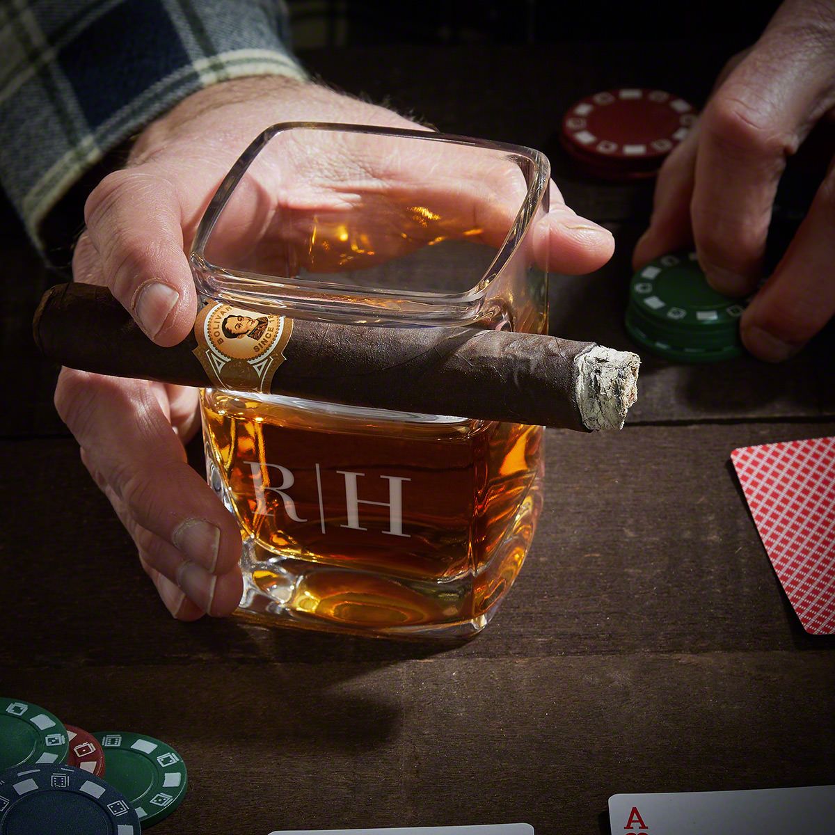 Custom Whiskey Cigar Glass Holder