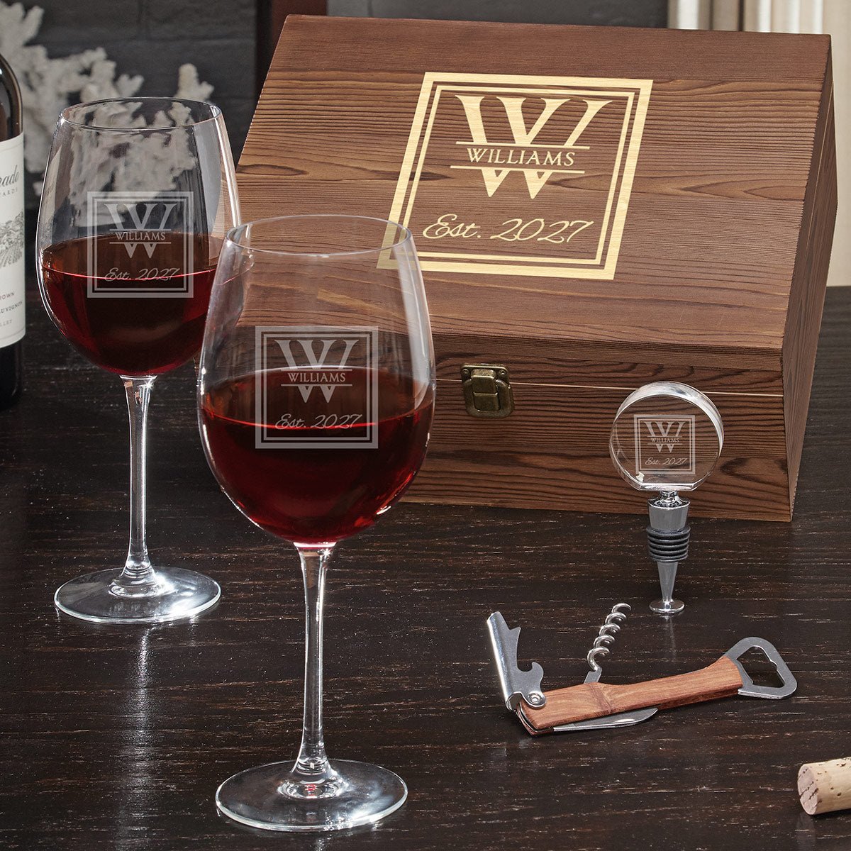 Custom Wine Glass Box Set Gift for Wine Lover