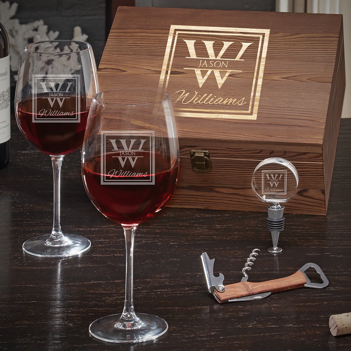 Custom Wine Glass Box Set Gift for Wine Lover