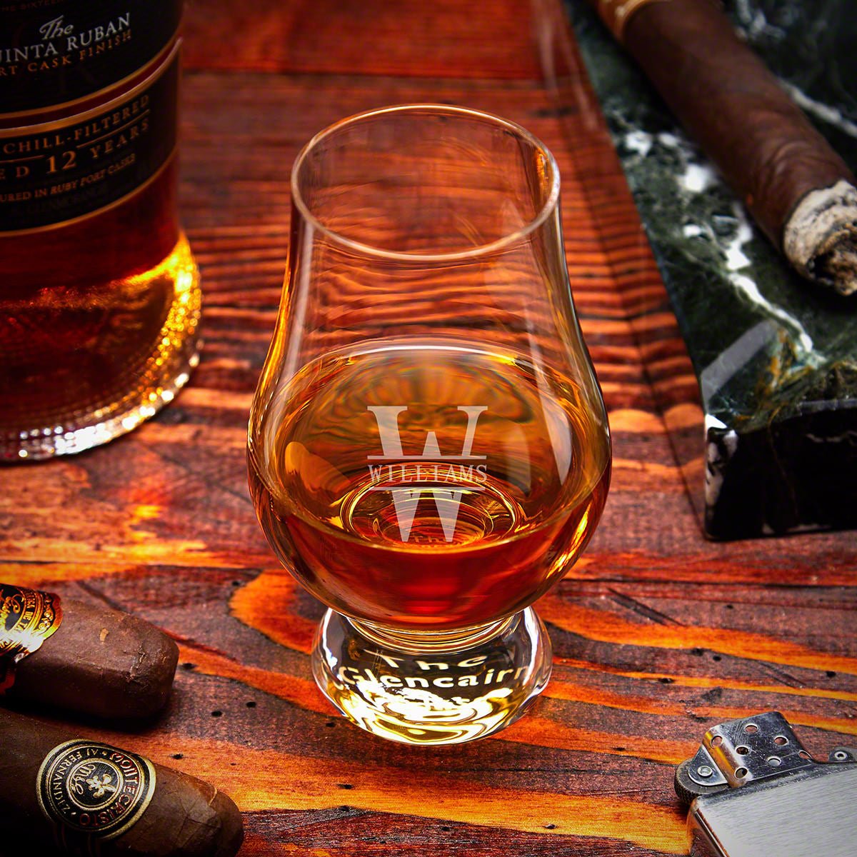 Customized Glencairn Whiskey Glasses and Luxury Box Set - 5pc