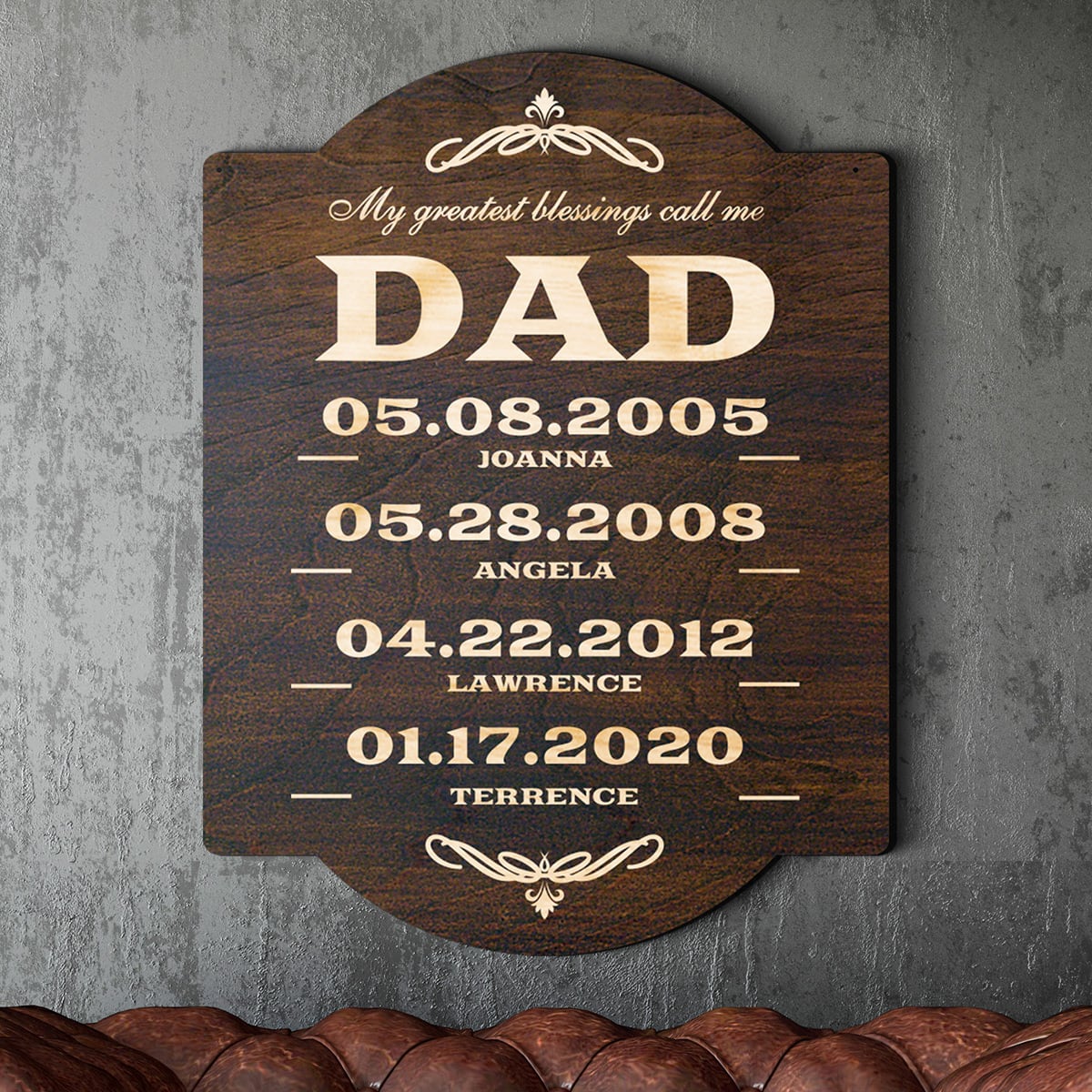 Dads Greatest Blessings - Personalized Wall Sign (Signature Series)