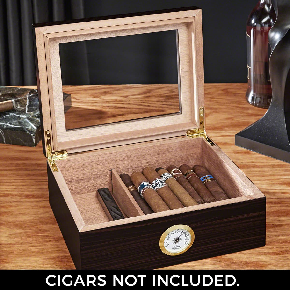 Dante Custom Cigar Humidor with Hygrometer - Espresso Brown Cedar Lined