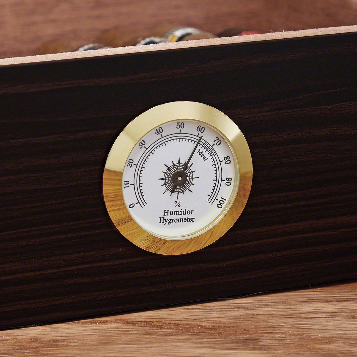 Dante Custom Cigar Humidor with Hygrometer - Espresso Brown Cedar Lined