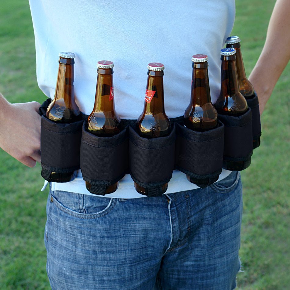 Deluxe Six - Pack Beer Belt Holster, Black