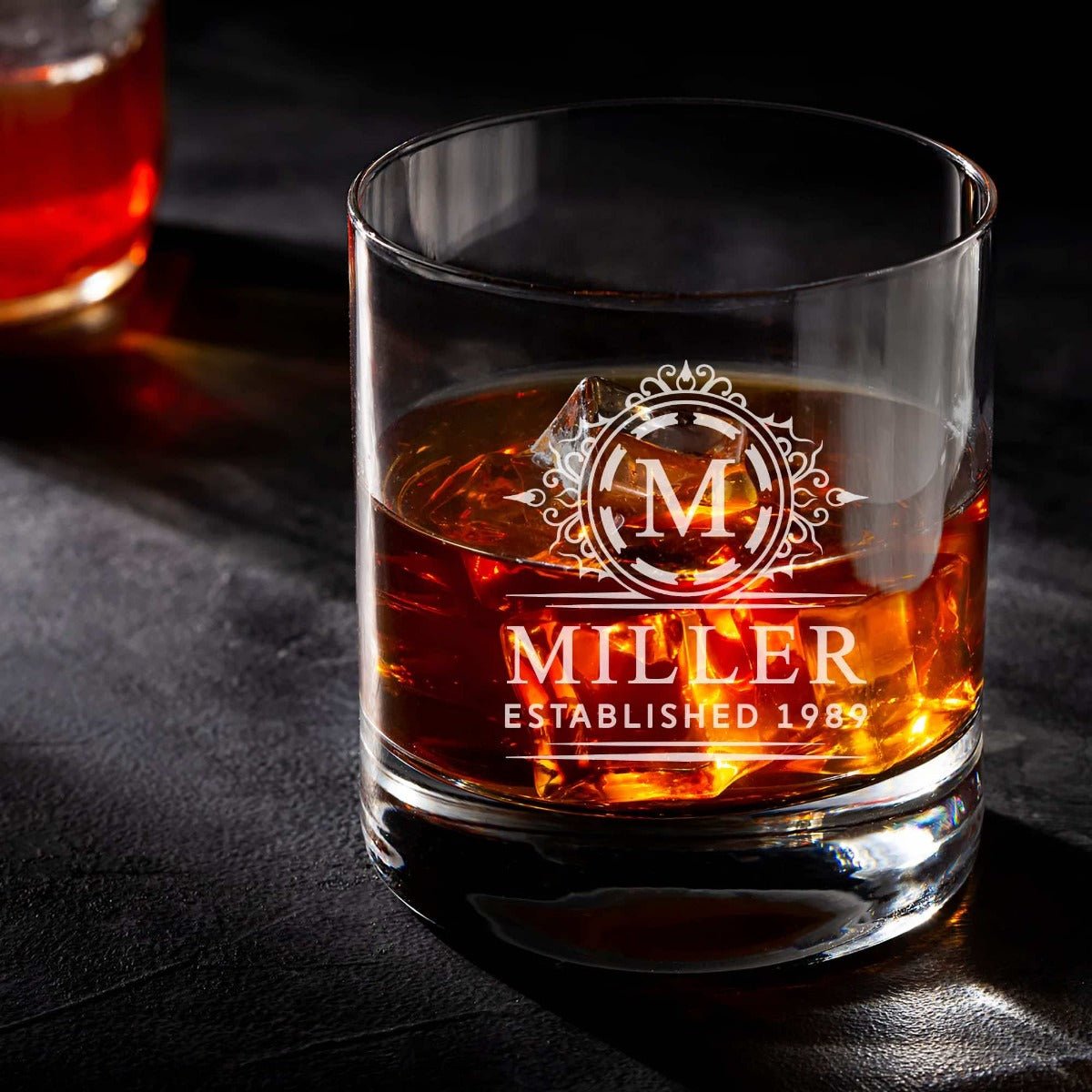 Draper Custom Whiskey Decanter Set with 4 Rocks Glasses