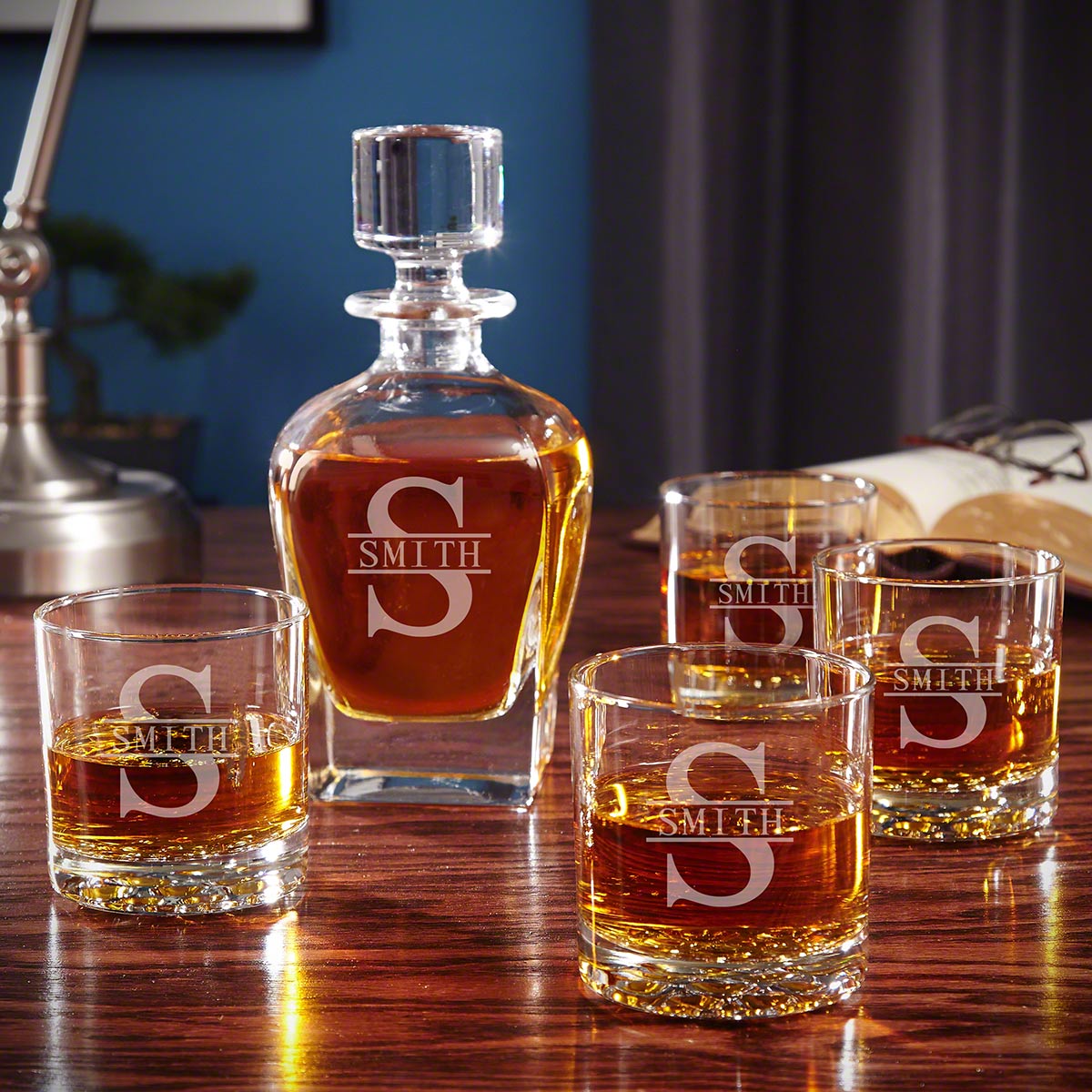 Draper Decanter Set with Buckman Glasses Personalized Gift for Couples