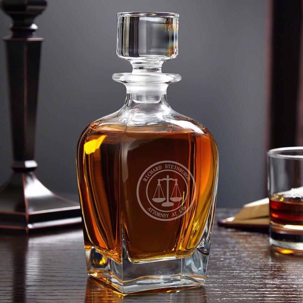 Custom Whiskey Glass and Decanter Set with Gift Box for Lawyers
