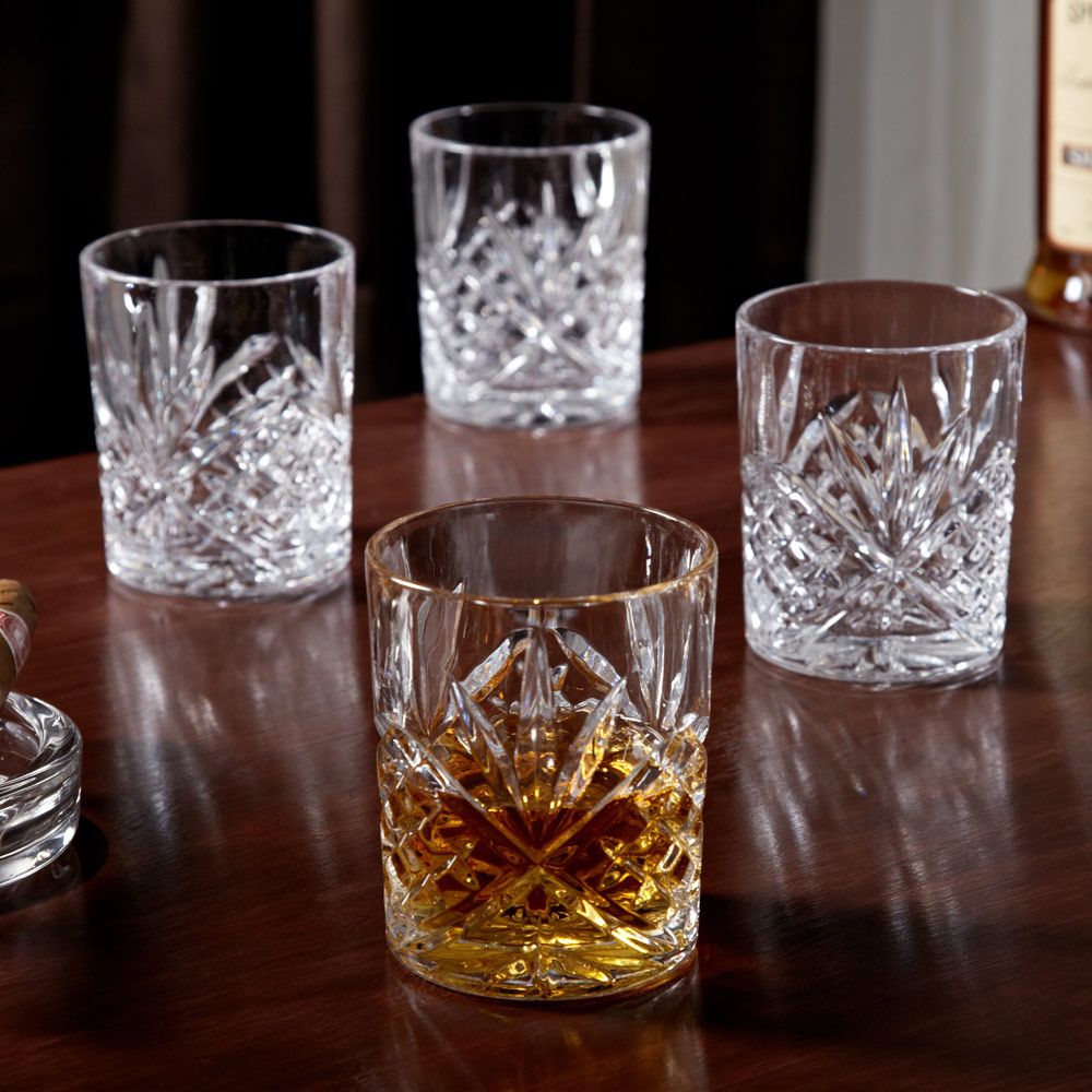 Dublin Cut Crystal Whiskey Glasses, Set of 4