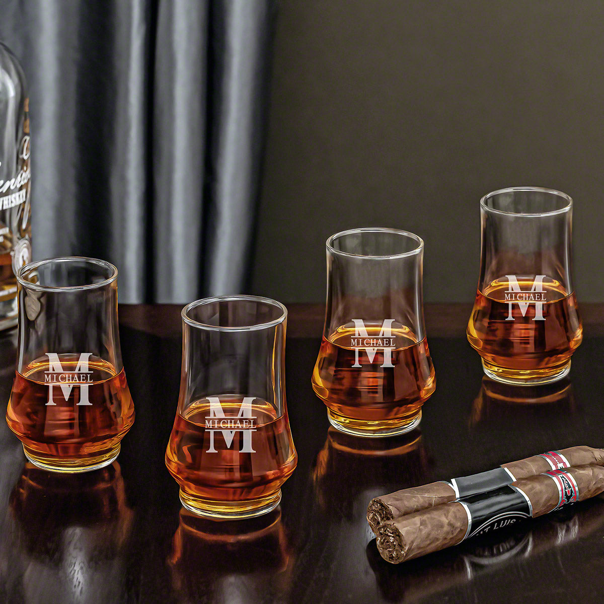 Kenzie Personalized Whiskey Tasting Glasses Set of 4