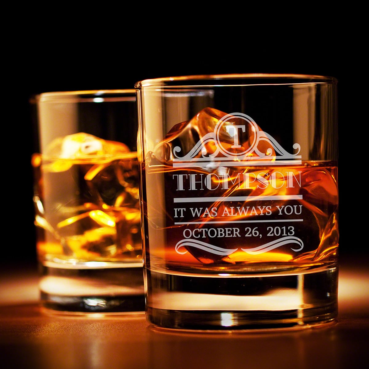 Engraved Glasses and Stones Gift Box Set for Whiskey Lovers